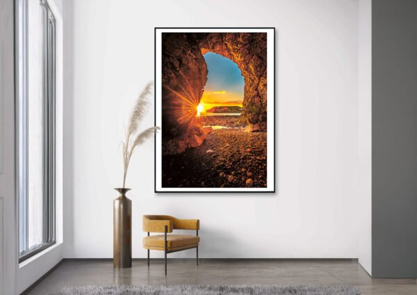 Freshwater Bay Cave Sunset, Isle of Wight Print