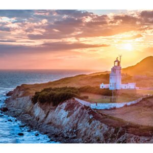 St Catherine’s Lighthouse Drone Print – Isle of Wight Sunset