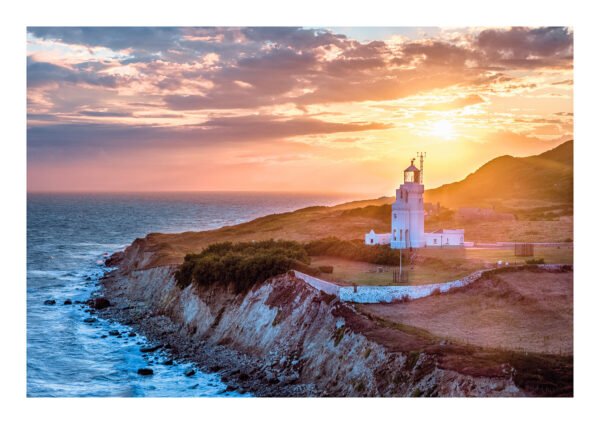 St Catherine’s Lighthouse Drone Print – Isle of Wight Sunset