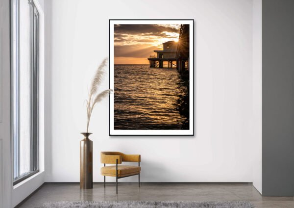 Totland Pier sunset art print, Isle of Wight seascape